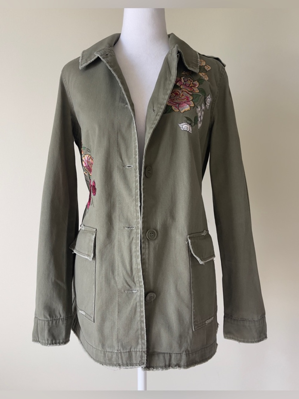 Maurices Olive Green Embroidered Utility Jacket EUC Size Small - Picture 5 of 8
